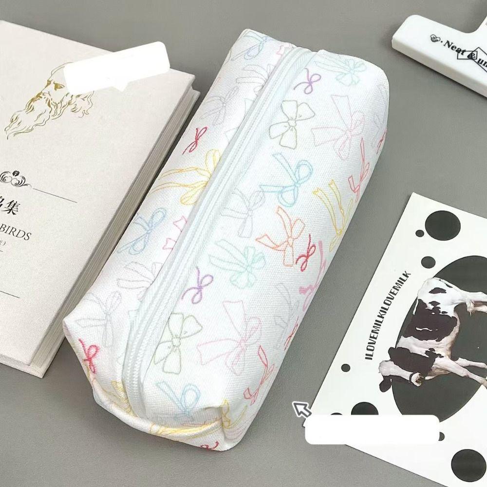 Large Capacity Pen Bag Bow Stationery Bag Cute Pencil Case School Office