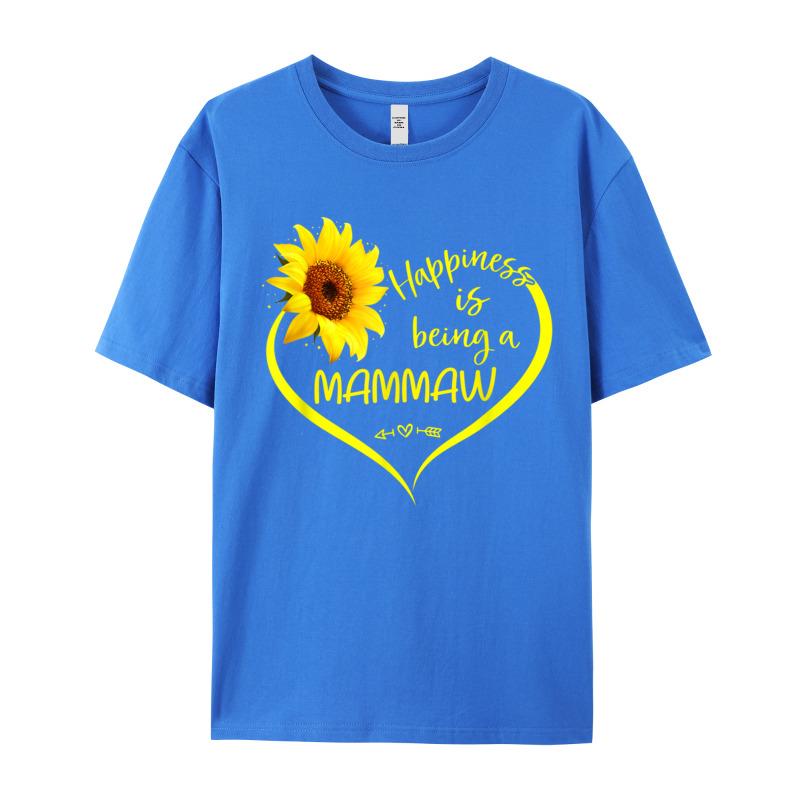 Happiness Is Being A Mammaw Oneck Tshirts Summer Tops Tees Short Sleeve Classic 100 Cotton Normal T Shirt Graphic Unisexs