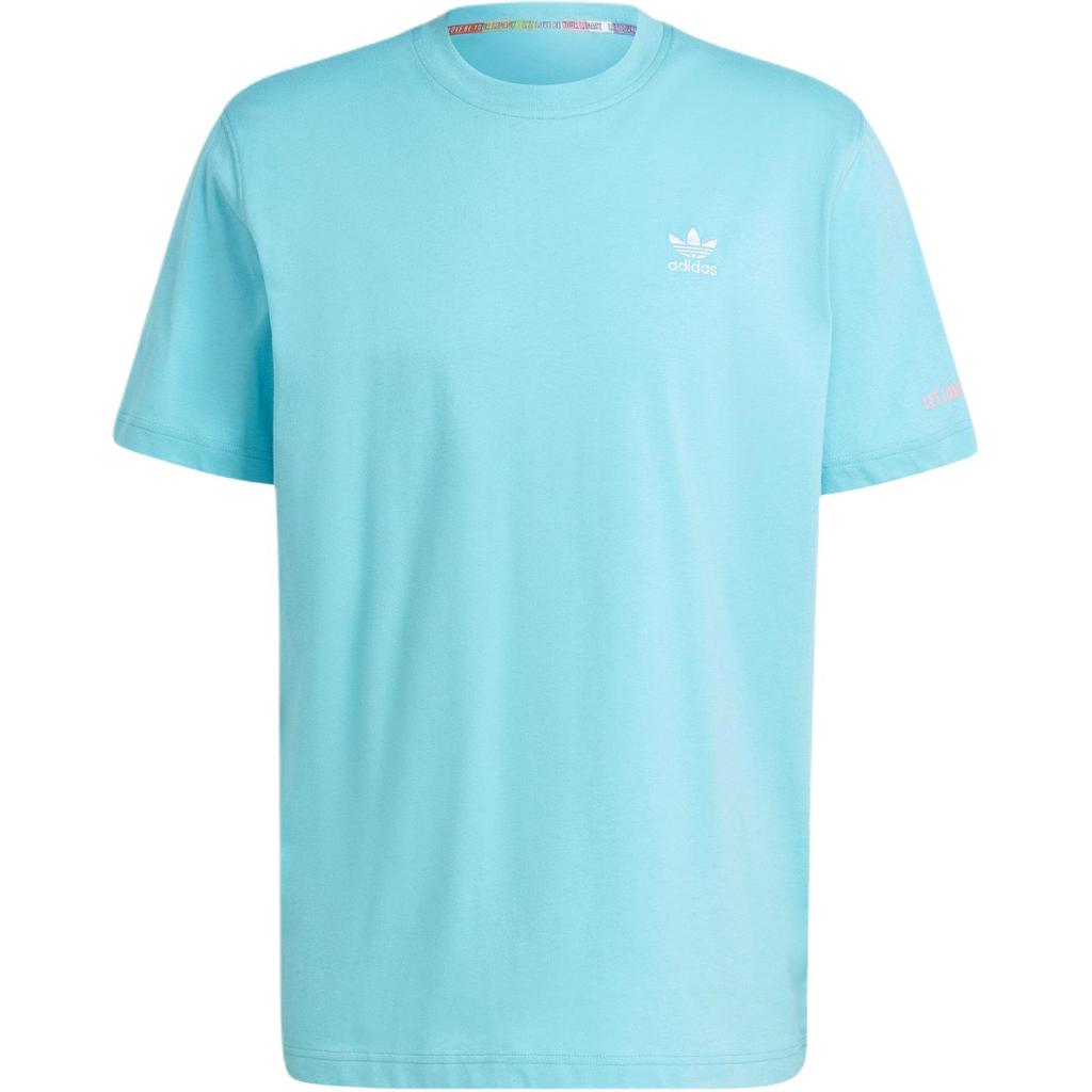 Adidas Originals PRIDE RM T Shirts Men's Crystal Blue Crew Neck Moderate Straight Fit IU0054