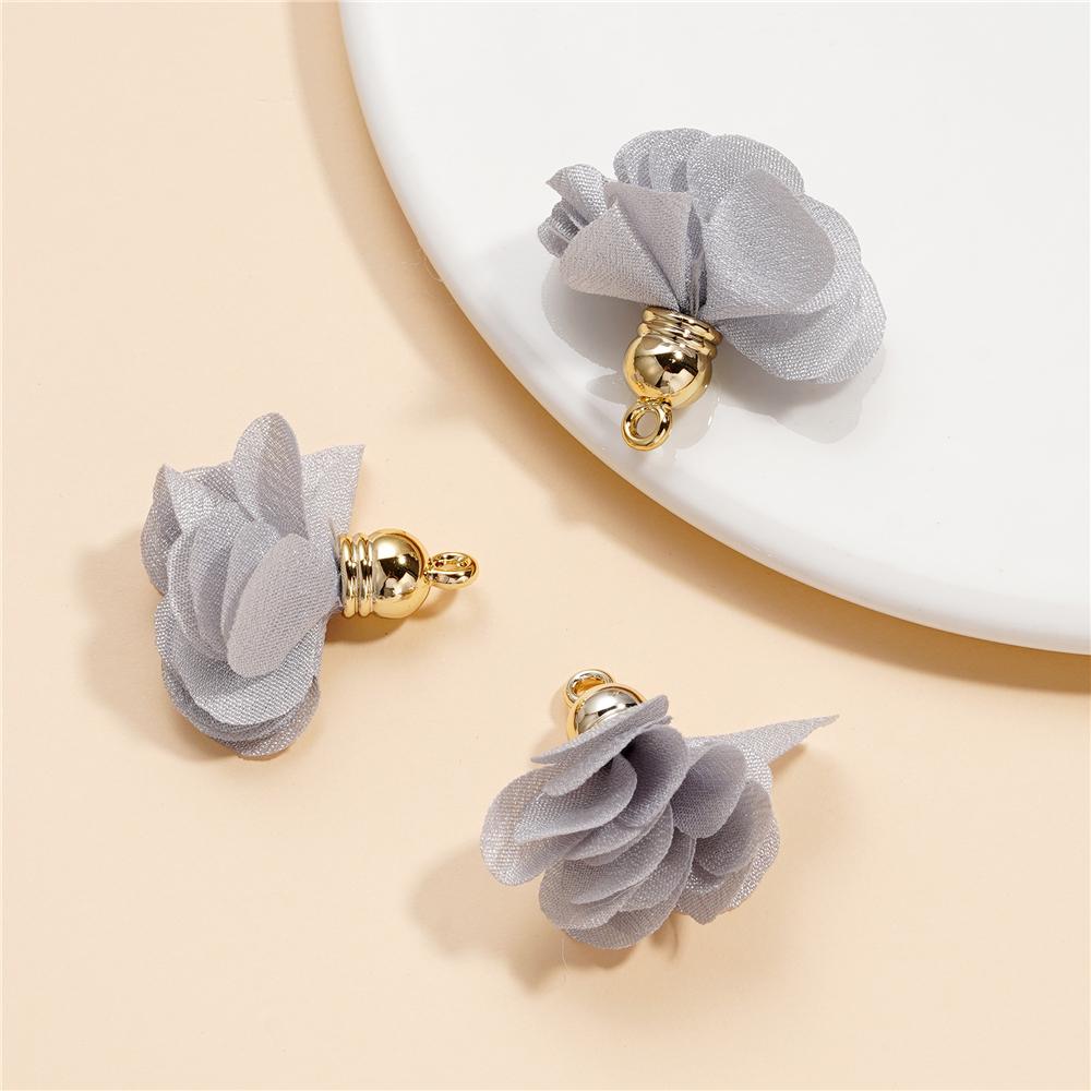 10Pcs/Lot Fabric Flower Tassel Pendants for Jewelry Making for DIY Bracelet Earrings Keychain Tassel Jewelry Making Accessories
