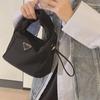 2024 Black Nylon Cloth Handbag with Triangle Label and Chain Strap