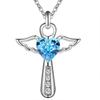 Angel Wings Heart-Shaped Zircon Pendant Necklace