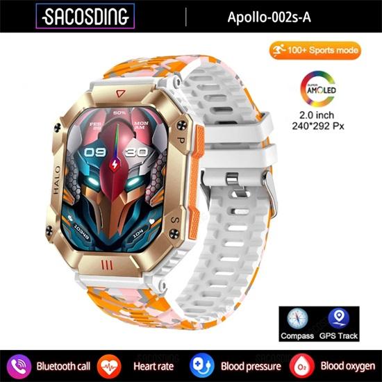 SACOSDING Apollo-002s-A Men 2.0inch Large Screen Compass Bluetooth Call Outdoor Sports Watches Fitness Smartwatch Women