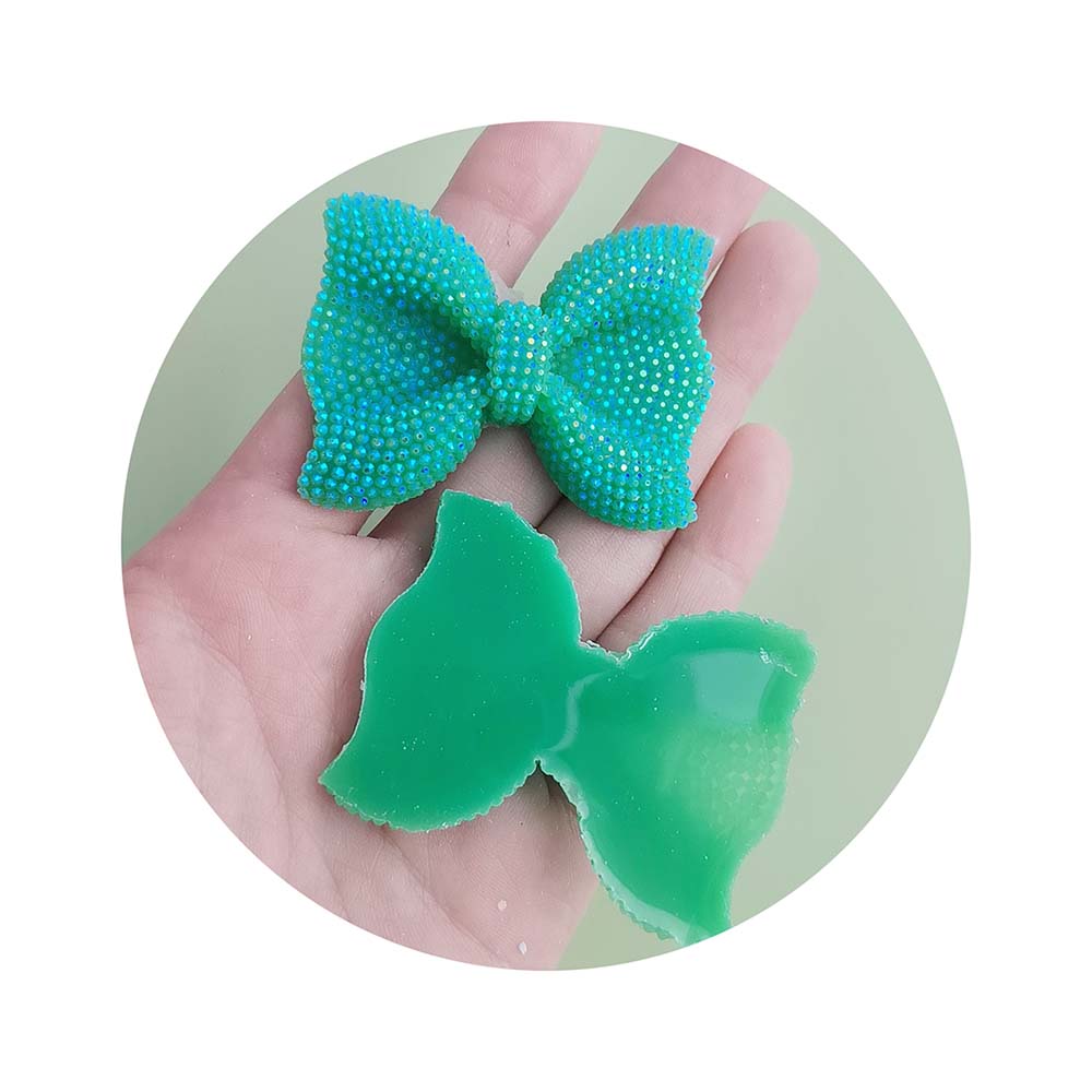 100pcs Flat Back Resin AB Color Bows Bowknot Flatback Cabochons Scrapbooking for Phone Decor DIY Hair Bows Center Accessories