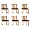 VidaXL Garden Chairs 6 Pcs with Cushions Solid Teak Wood