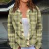 Fashion Women's Plaid Print Long Sleeve Knitted Cardigan Button Jacket