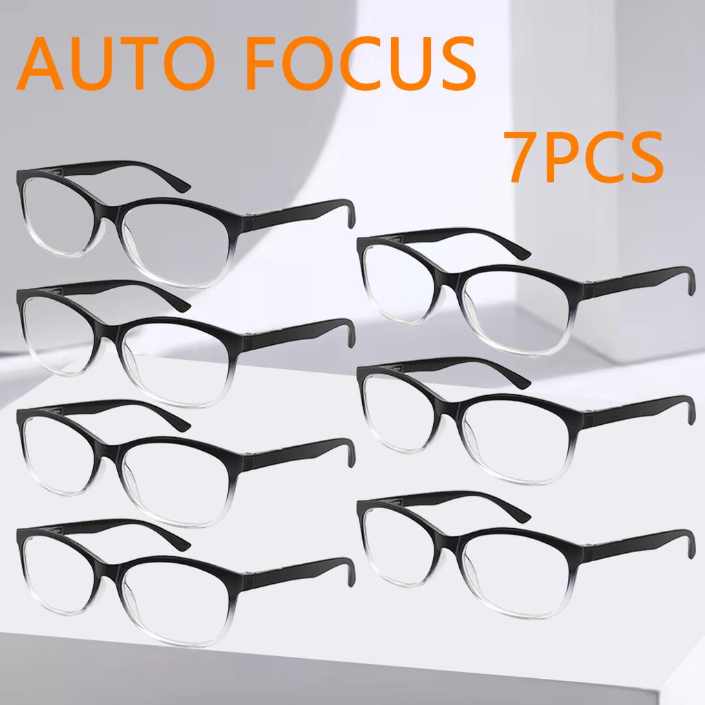 7PCS Auto-focus Reading Glasses with Black Gradient Frames Unisex Design Ideal for Computer Use – the Perfect Gift Choice