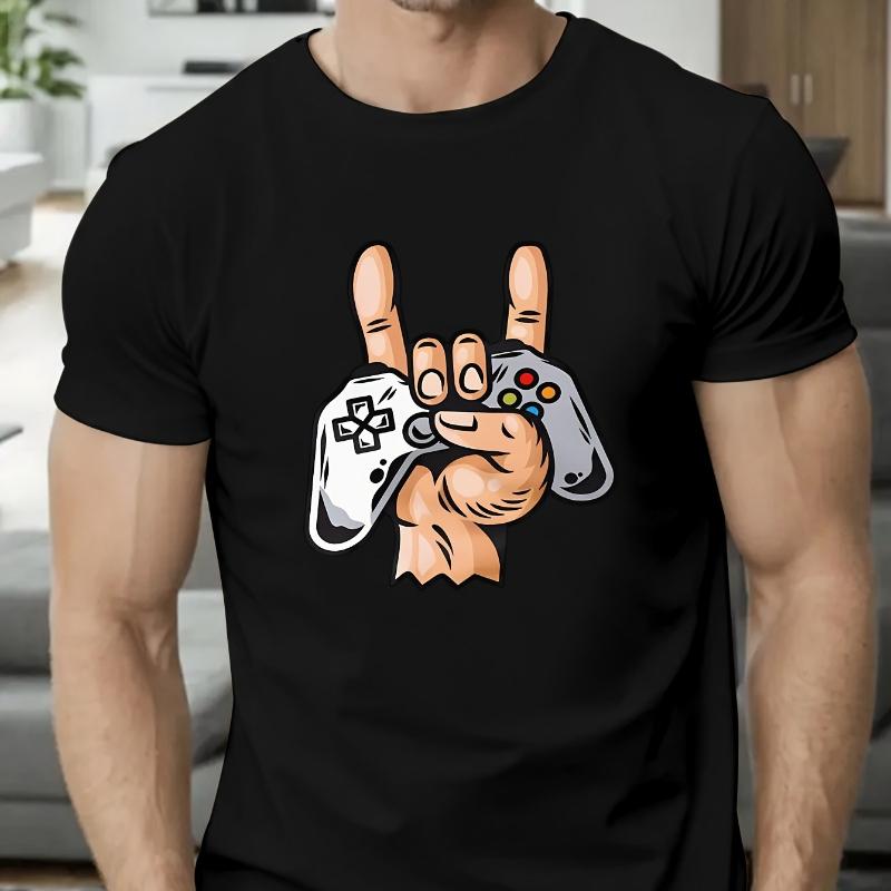 Игровая футболка с принтом Rock On Hand, дышащая, прохладная, удобная для ношения, повседневная