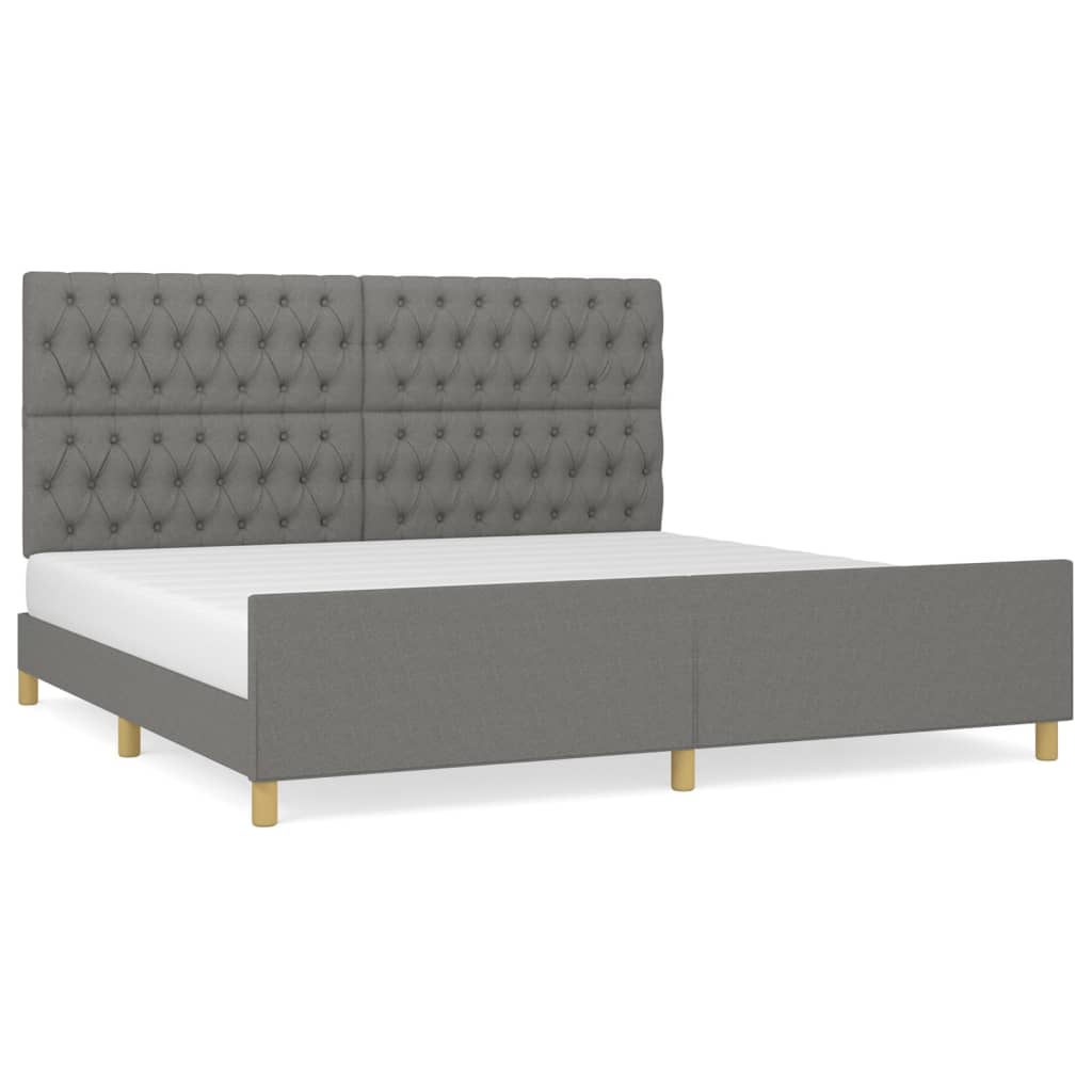 Bed Frame with Headboard Dark Grey 200 x 200 cm Fabric
