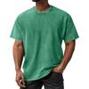 Men's Summer Retro Washed Round Neck Distressed Top Loose Short-sleeved T-shirt