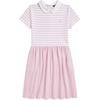 Платье-поло в полоску с цветными блоками, с коротким рукавом на пуговицах, детское, розовое 313965224-002