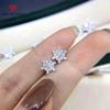 Aesthetic Crystal Flower Stud Earrings Women White CZ Stone Romantic Snowflake Shaped Earrings Dazzling Ear Accessories