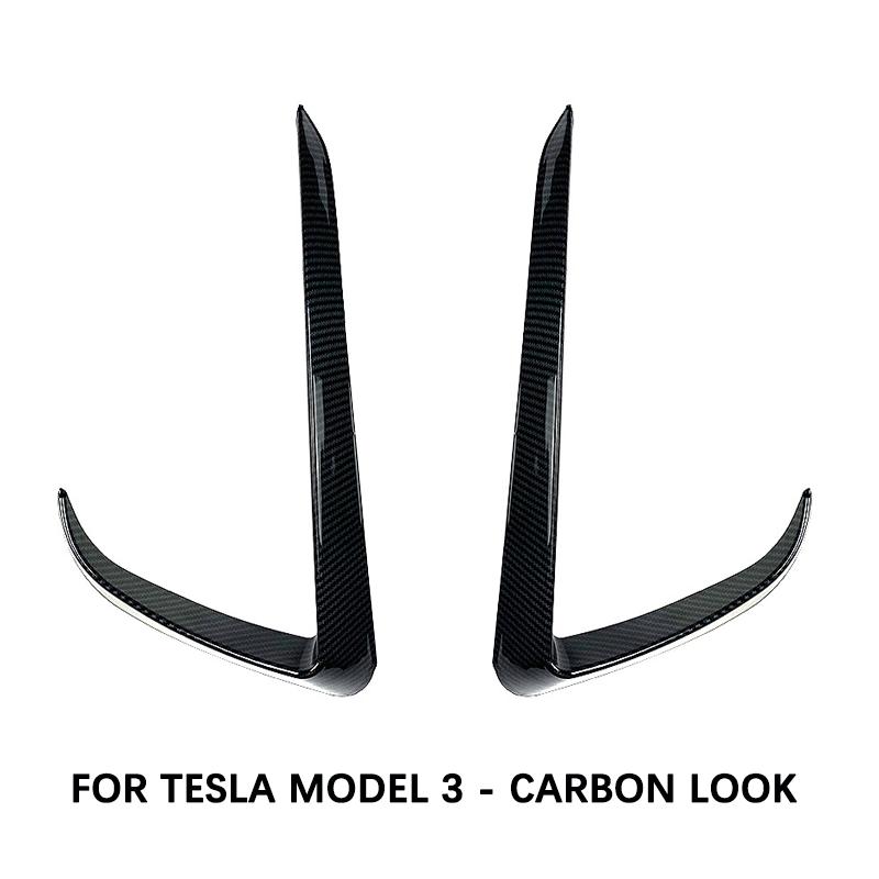 Используйте для Tesla Model 3 Y Accessories 2017-2024 Передний бампер Противотуманные фары Декоративная отделка для бровей Углеродное волокно Глянцевый черный ABS
