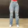 Irregular Waist Straight Leg Jeans Women