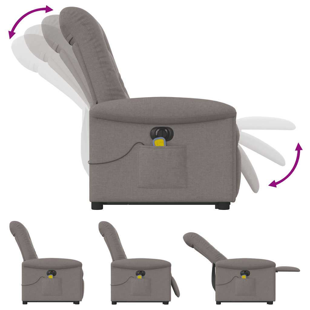 Electric Massage Recliner with Rising Function Taupe Fabric