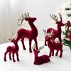 New Christmas Elk Pendant Glitter Wine Red Flocking Deer Ornaments Tree Decorative Ornaments Accessories Doll Accessories