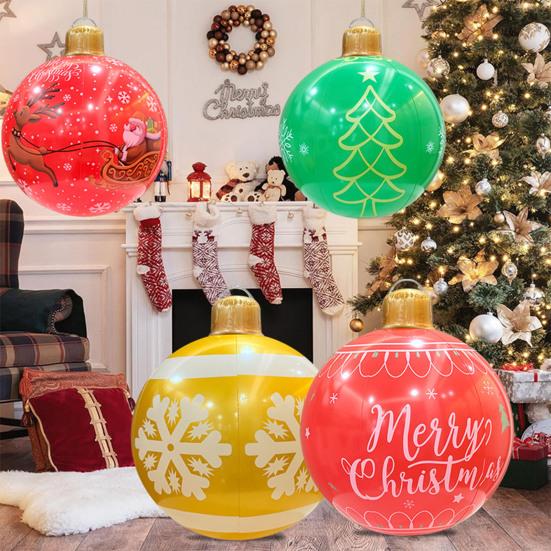 18.9 Inch Giant Inflatable Christmas Ball Outdoor Large PVC Blow Up Ball for Outside Yard Lawn Porch Decoration