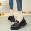 Muffin British Style Thick-soled Heightening Loafers Women's New Autumn Soft-soled Single Shoes Versatile Thick-heeled Small Leather Shoes