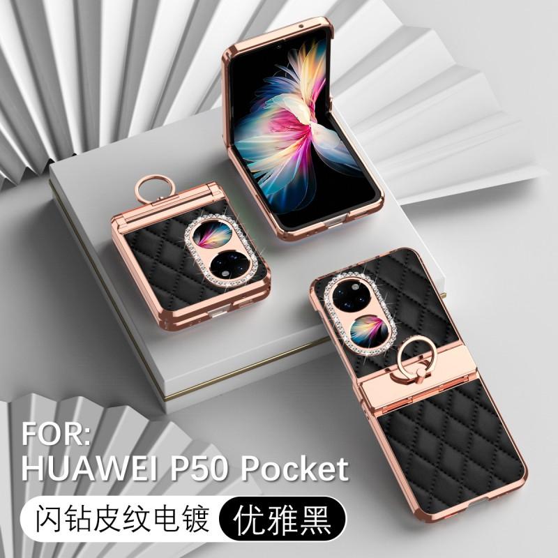 Full Coverage Flip Phone Case With Ring Stand DJI Pocket 2 Faux Leather Protective Cover Rhinestone Decor Shockproof