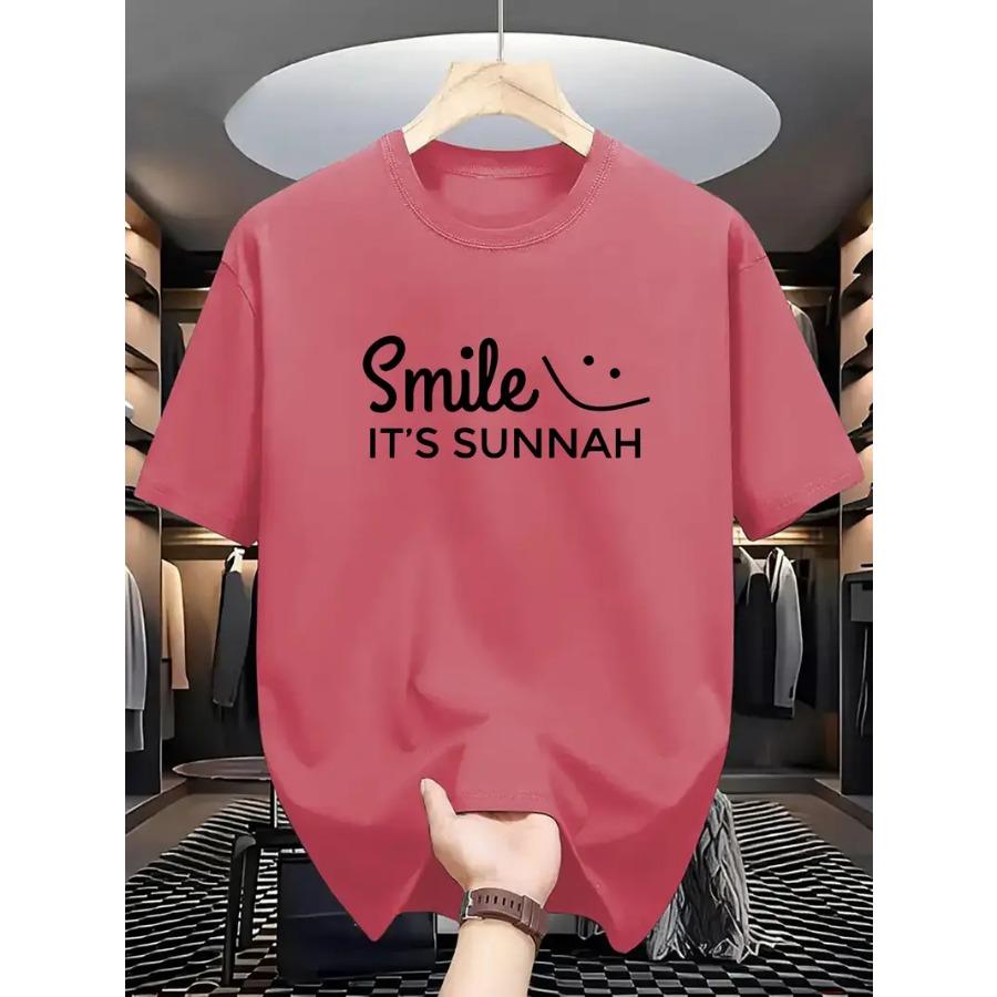 Мужская футболка с принтом надписи Smile - Дышащая, мягкая полиэстеровая повседневная летняя футболка для улицы и на каждый день