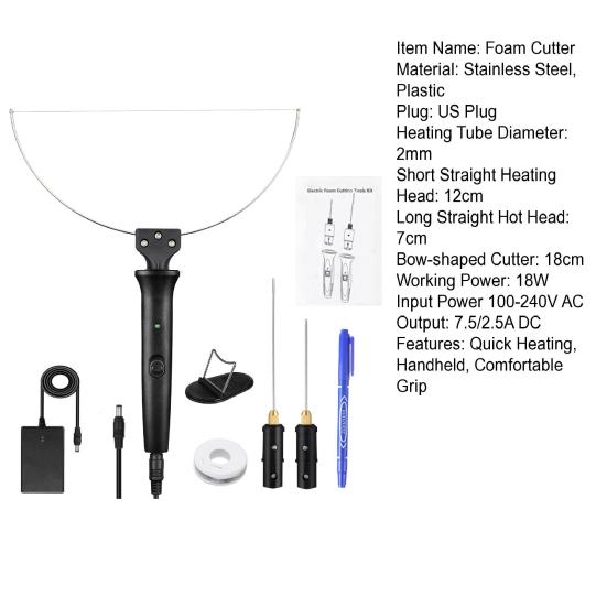 1 комплект, электрический резак для пенопласта, 3 в 1, быстрый нагрев, вилка стандарта США, 100-240 В, 18 Вт, сделай сам, резьба по пенопласту, безопасная ручная ручка для резки пенополистирола, товары для дома