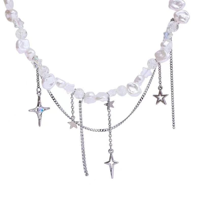 Женское ожерелье GemChic, модное, с жемчужной звездой, кисточкой, цепочкой на ключицу, женское, милое, с ключицей, подарок на день рождения, Рождество, ювелирные изделия