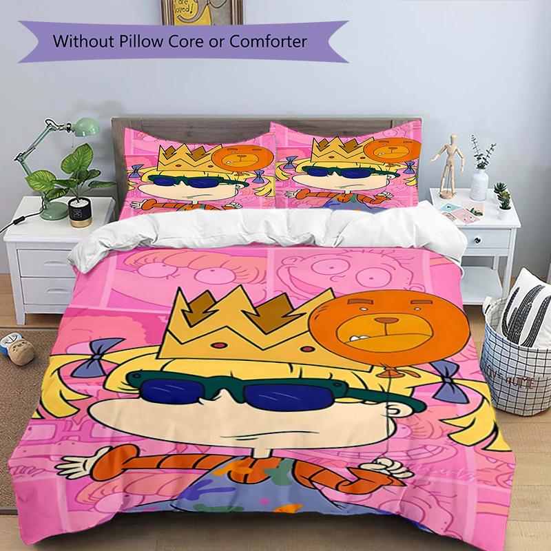 3pcs Rugrats in paris4 Design Cover Set - HD Printed Bedding with 1 Cover and 2 Pillowcases - Perfect for Home and Dorm Decor