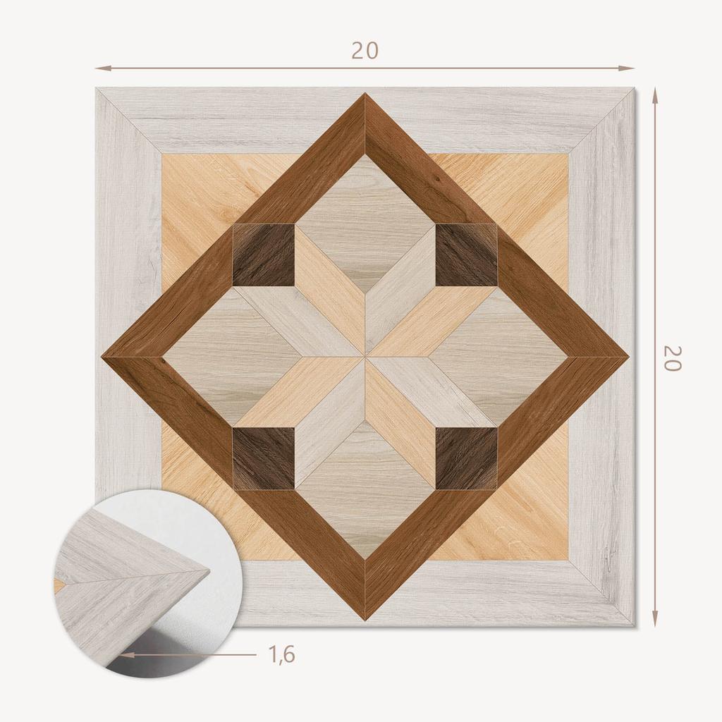 Zestaw Kafelków Winylowych Prosty Montaż Wzór Geometryczny W Kwadracie 20X20X20 Cm
