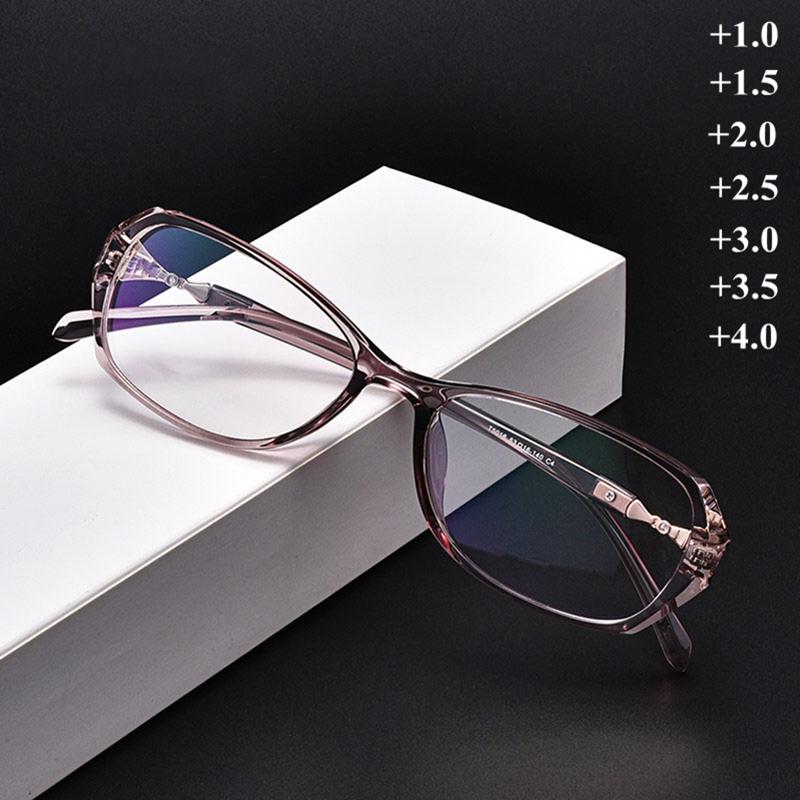 Женские очки для чтения с защитой от синего света, оправа Jelly Fashin Polygon, компьютерные очки для пресбиопии Googles от +1,0 до +4,0