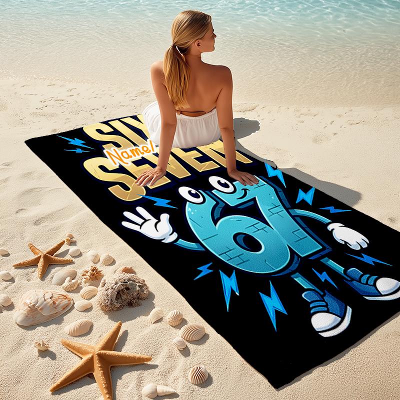 1PC Custom Name "Six Seven Adventure" Beach Towel Highly Absorbent And Sand-Resistant Towel for Swimming, Pool, Yoga, And Travel Lightweight