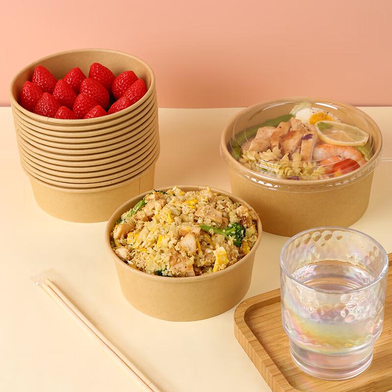 Disposable Sugarcane Pulp Bowl & Chopstick Set with Lid (100 Sets)