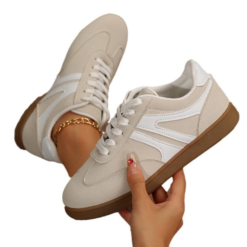Большие размеры женские ретро повседневные модные спортивные туфли с круглым носком для бега на плоской подошве