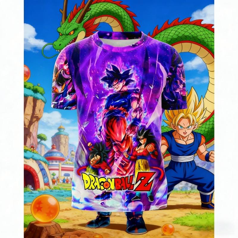 2026 Летняя Ретро Футболка Dragon Ball для Фитнеса Мужская Оверсайз 3D Печать Короткий Рукав Семейная Унисекс