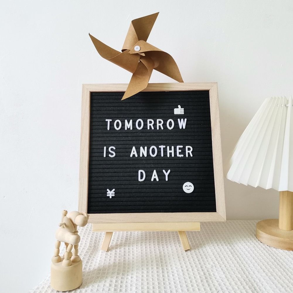 Multifunctional Wooden Letter Message Board Changeable Symbols Home Decorations Felt Letter Board 10x10 Inch Blackboard Home