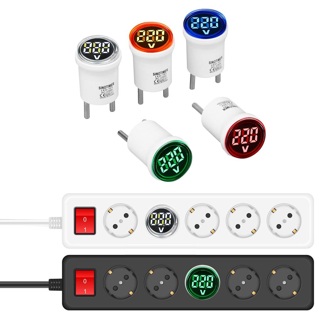 Круглый светодиодный дисплей цифровой вольтметр для переменного тока 230 В с европейской вилкой - несколько цветов