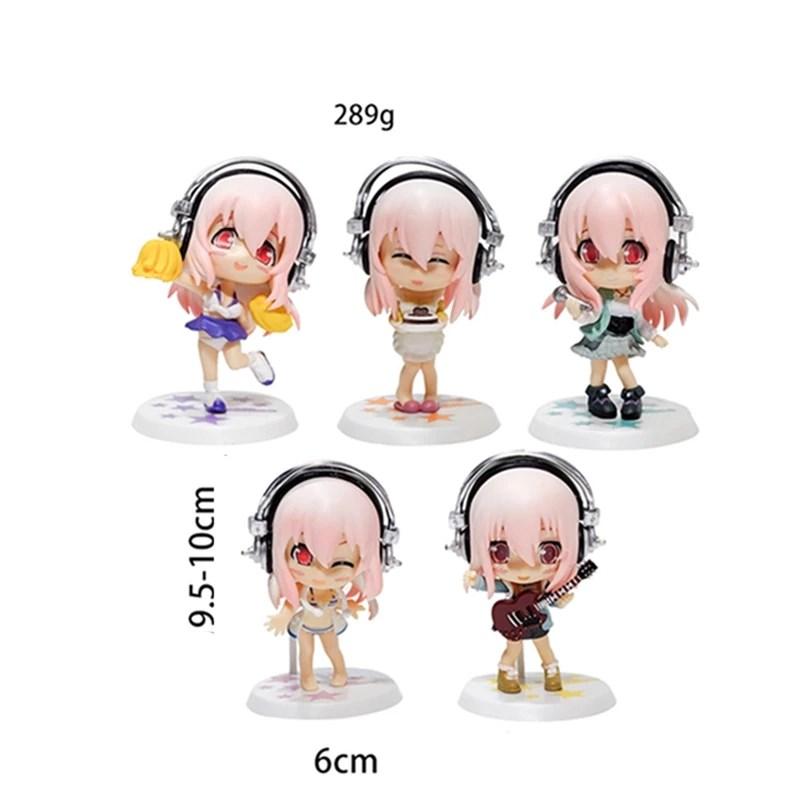 Lovely 5 Styles Super Sonic Japanese Anime Character Model Super Sonic Work-set Collection Swimsuit Movable PVC Material 10CM Doll