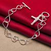 ALITREE 925 Sterling Silver Cross Pendant Bracelet For Woman 20cm Chain Wedding Accessories Party Birthday Fashion Charm Jewelry