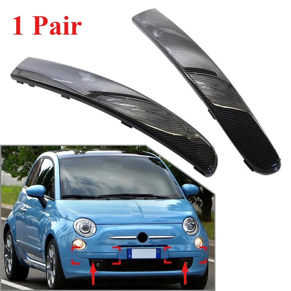 735455041 735455042 Pair Car Front Bumper Upper Molding Chrome Carbon Trim For FIAT 500 2008‑2015 Front Bumper Lower Grill Trim