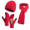 Couple Style Warm Wool Hat Knitted Plus Velvet Thickened Adult Hat Scarf Gloves Three-piece Set