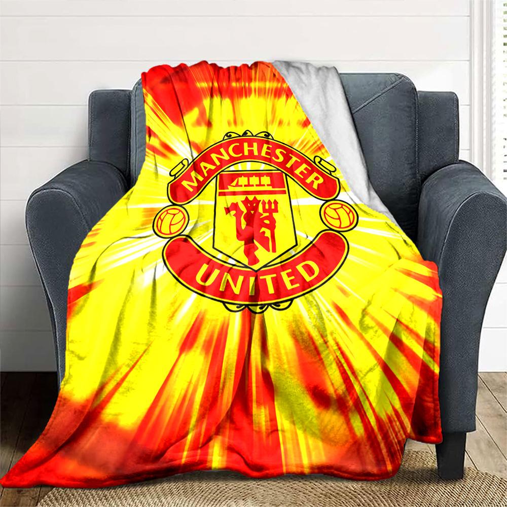 1pc M-Manchester1 Blanket, Gift, for Men and Women, Soft Blanket, Good for Sofa Bed Couch Travel, Lightweight Flannel Blanket