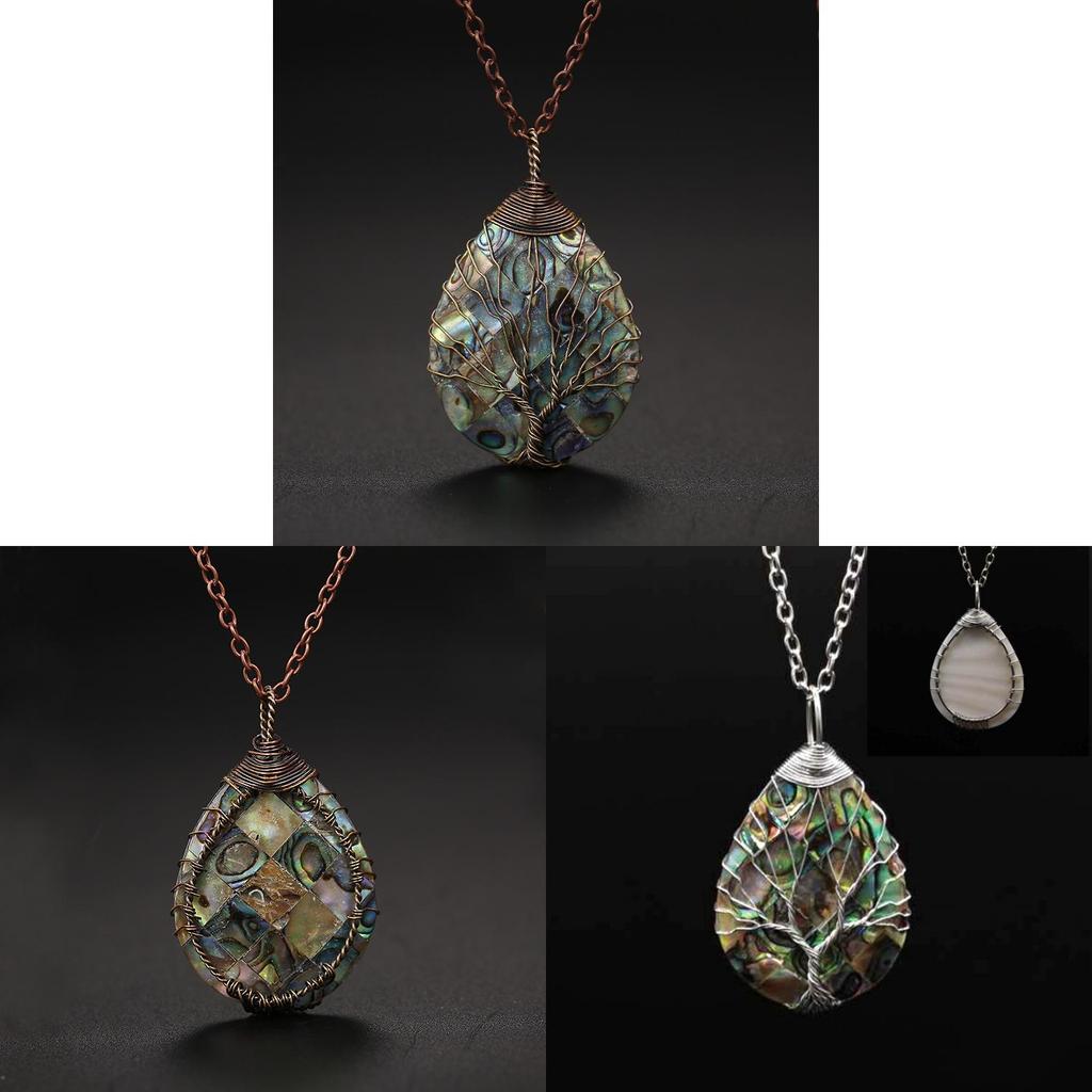Natural Abalone Shell Pendant Necklace With Silver Finish For Women Gift And Travel Souvenir