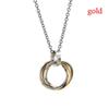Rapper Three Ring Necklace Simple Hip-hop Style Titanium Steel Necklace Diamond Pendant Rap Boy