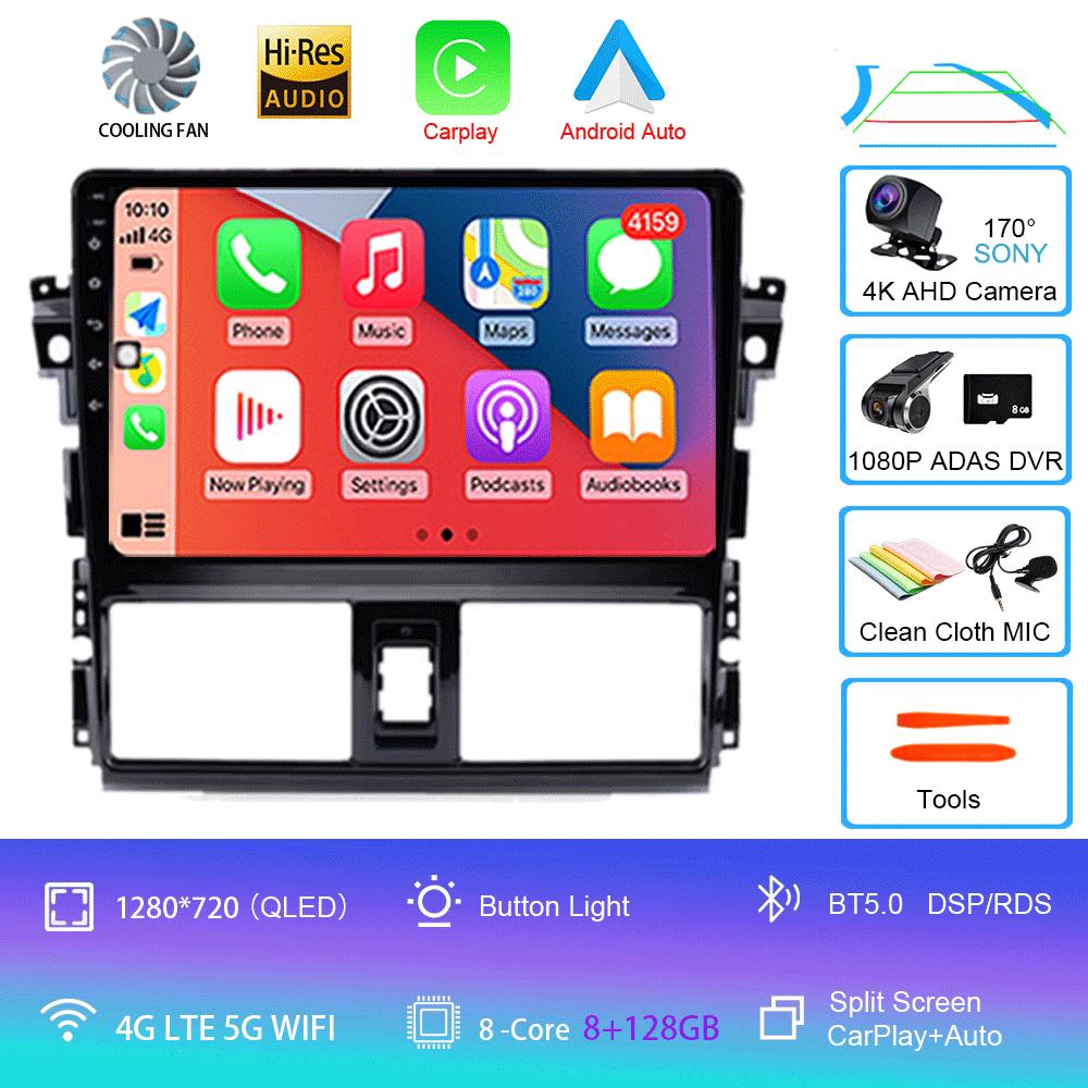 Android 14 для TOYOTA VIOS YARIS 2013 2014 2015 2016 Мультимедийный видеоплеер Автомобильный радиоприемник GPS-навигация БЕЗ DVD 2 Din Carplay Новый