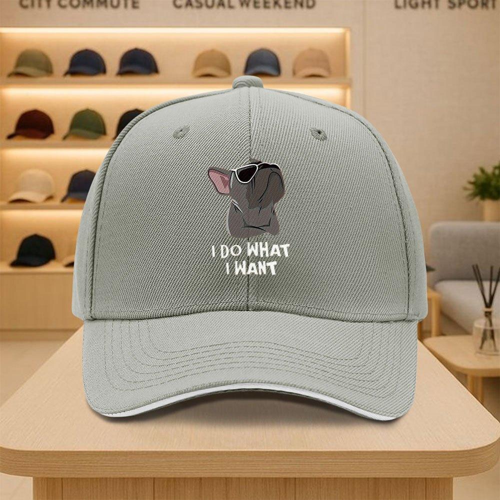 Funny French Bulldog I Do What I Want Baseball Cap Unisex Polyester Casual Adjustable Sports Hat