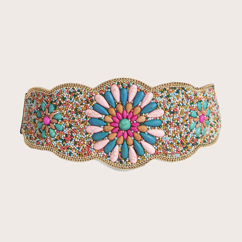 Waist Beaded Bohemian Belt With Firework Design And Elastic Closure For Festivals Travel And