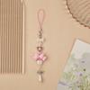 Y2K Pink Bowknot Heart Beaded Keychain Sweet Cute Mobile Phone Lanyard Fresh All-Match Bag Pendant Purse Hanging Decoration