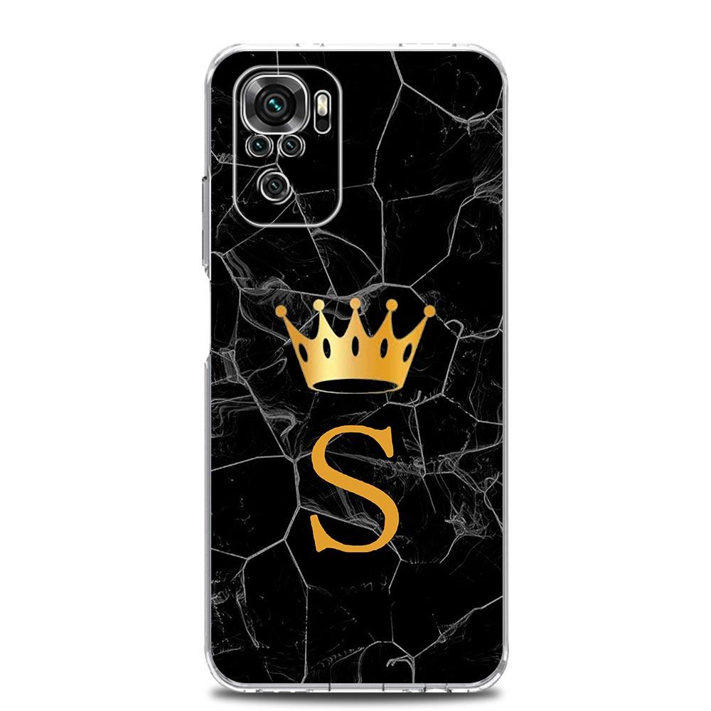 Чехол для телефона с буквой 'A' по 'Z' и короной для Xiaomi Redmi Note 13 12 5G 9S 9 8 10 11 Pro Plus 4G 9T 13C 12C10C 9C 9A 7 Pro Прозрачный чехол