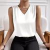 Summer Women's Elegant Chic V-Neck Holiday Solid Colour Peplum Sleeveless Shirt