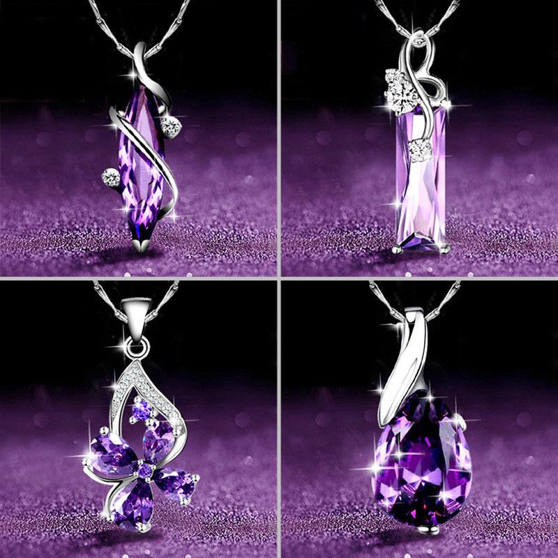 Ожерелье с аметистовым конским глазом, короткая подвеска из циркона, модная цепочка с дынными семечками (Включая цепь)