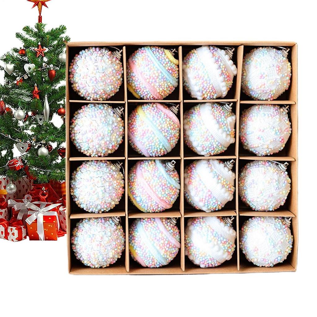 16pcs 6cm Christmas Ball Ornament Foam Christmas color Ball Christmas Tree Hanging Ball Pendant For Holiday Parties